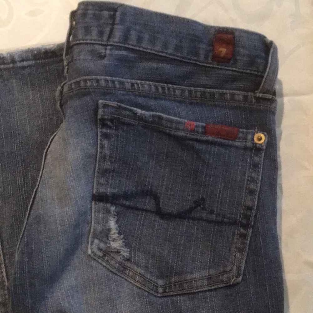 7 For All Mankind "Great China Wall" jeans. Low-rise, flare, rhinestone. Size 27 - Picture 2 of 8